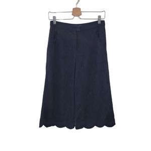 OOBERSWANK Black Faux Suede Scalloped Culottes Size S